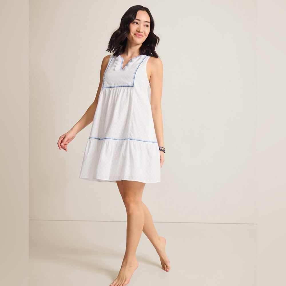 Tommy Bahama Cotton Clip Tiered Coverup Dress